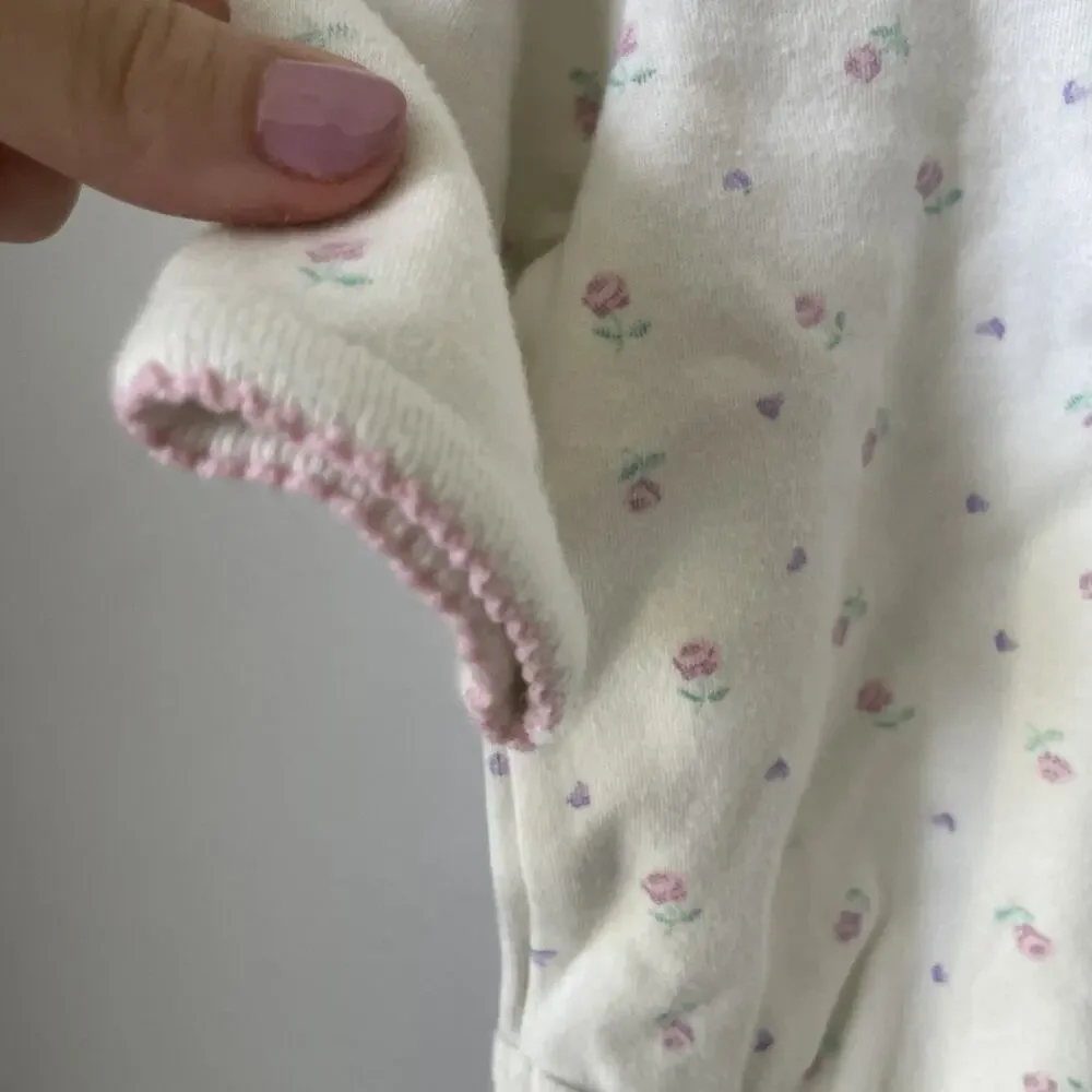 Vintage 90’s Baby Girl One Piece Sz 0-3‎ Months 100% Cotton Long Sleeve Floral